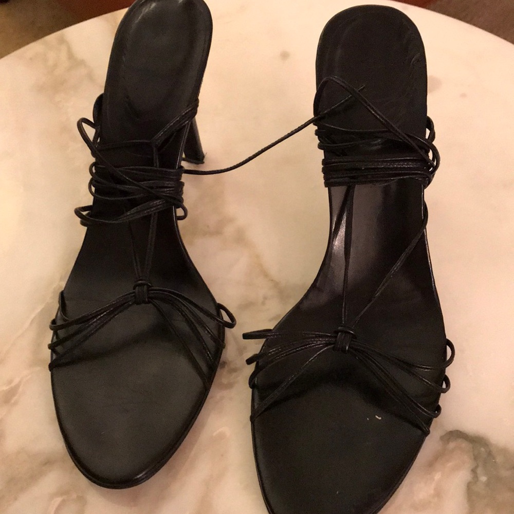 Black Lace Up Party Sandals